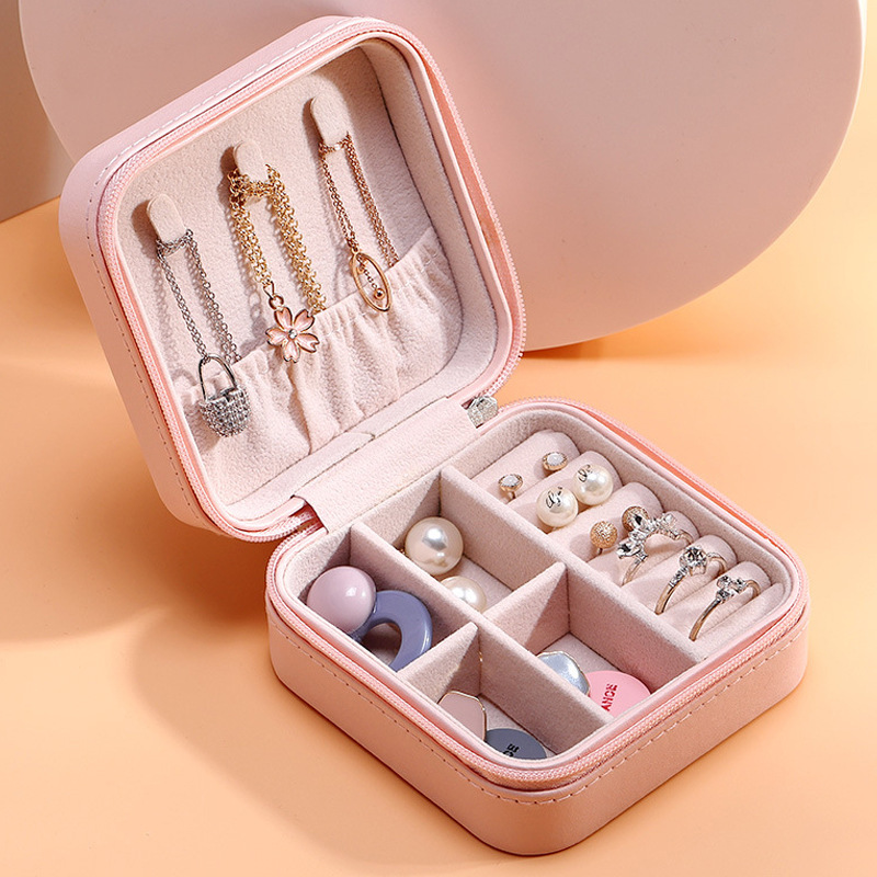 Pu Single Layer Simplicity Storage Jewelry Box Creative Portable Accessories Storage Box Ear Studs Earring Ring Small Jewelry Box