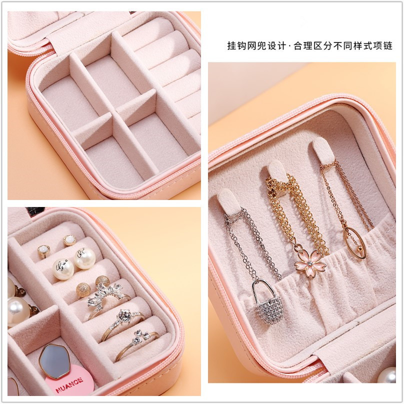 Pu Single Layer Simplicity Storage Jewelry Box Creative Portable Accessories Storage Box Ear Studs Earring Ring Small Jewelry Box