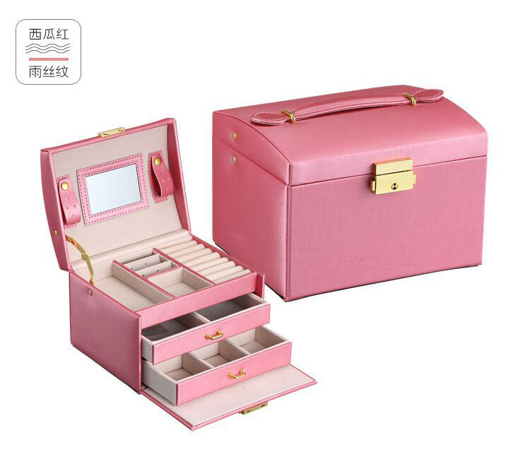 Cross-Border Shangpin PU Leather Jewelry Box Three-Layer Double Drawer Jewellery Box Rings Ear Studs Earrings Large Storage Box Cross-Border Shangpin PU Leather Jewelry Box Three-Layer Double Drawer Jewellery Box Rings Ear Studs Earrings Large Storage Box