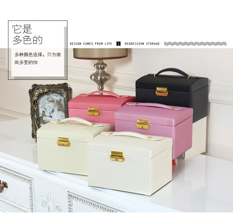 Cross-Border Shangpin PU Leather Jewelry Box Three-Layer Double Drawer Jewellery Box Rings Ear Studs Earrings Large Storage Box Cross-Border Shangpin PU Leather Jewelry Box Three-Layer Double Drawer Jewellery Box Rings Ear Studs Earrings Large Storage Box