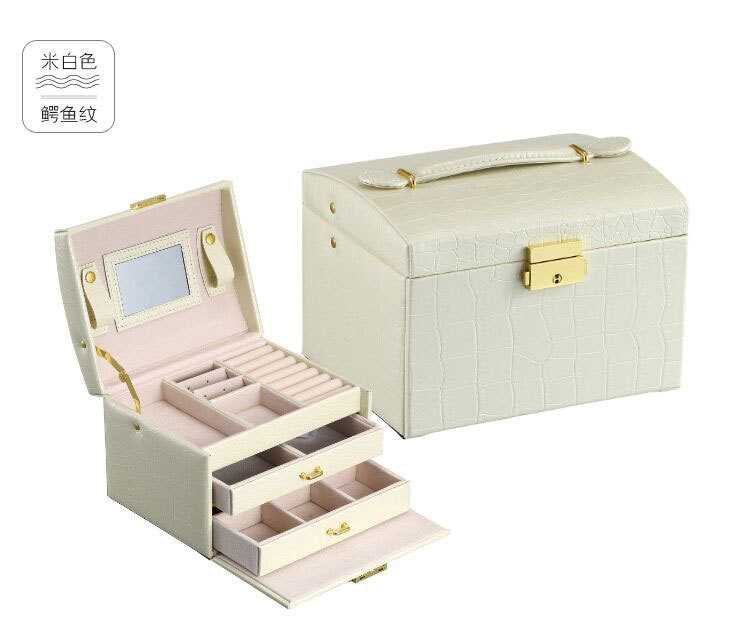 Cross-Border Shangpin PU Leather Jewelry Box Three-Layer Double Drawer Jewellery Box Rings Ear Studs Earrings Large Storage Box Cross-Border Shangpin PU Leather Jewelry Box Three-Layer Double Drawer Jewellery Box Rings Ear Studs Earrings Large Storage Box