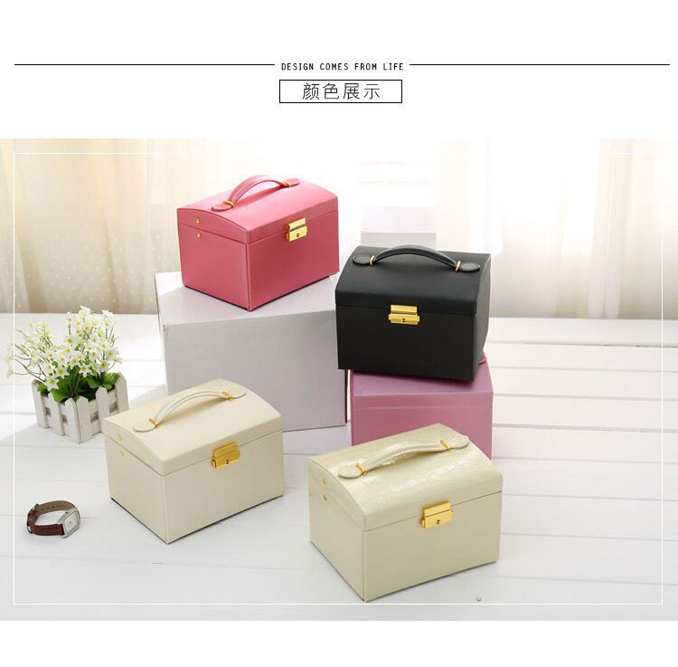 Cross-Border Shangpin PU Leather Jewelry Box Three-Layer Double Drawer Jewellery Box Rings Ear Studs Earrings Large Storage Box Cross-Border Shangpin PU Leather Jewelry Box Three-Layer Double Drawer Jewellery Box Rings Ear Studs Earrings Large Storage Box