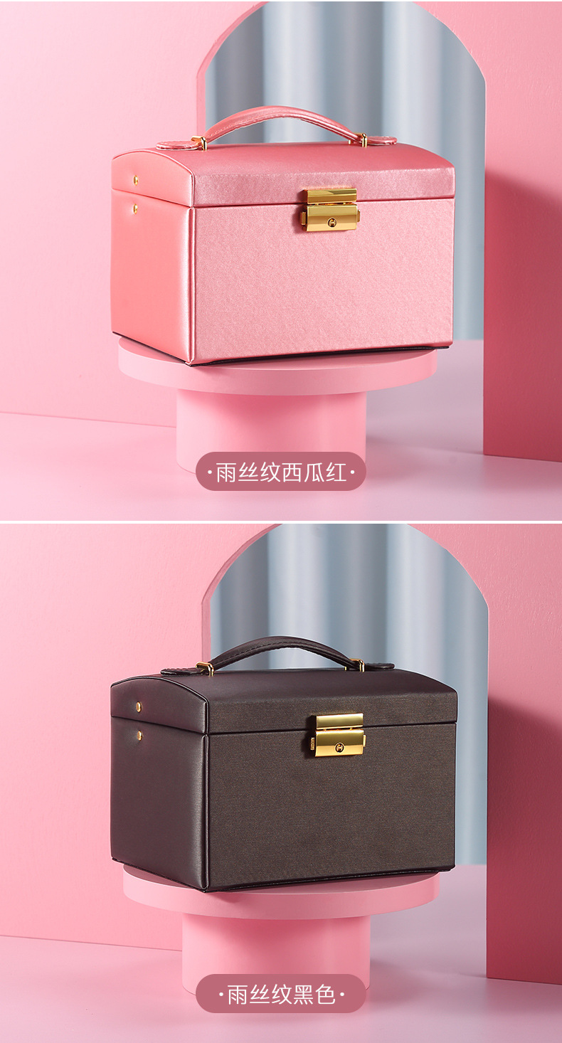 Cross-Border Shangpin PU Leather Jewelry Box Three-Layer Double Drawer Jewellery Box Rings Ear Studs Earrings Large Storage Box Cross-Border Shangpin PU Leather Jewelry Box Three-Layer Double Drawer Jewellery Box Rings Ear Studs Earrings Large Storage Box