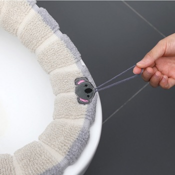 Pumpkin Double Ribbon Handle Toilet Mat Toilet Seat Winter Warm Toilet Seat Cushion