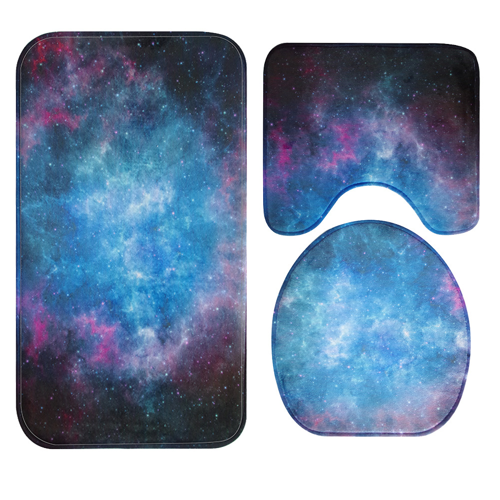Inflatable Bag Galaxy Nebula Bathroom Three-Piece Carpet Toilet Toilet Toilet Cover O-Shaped Cushion U-Shaped Non-Slip Mat