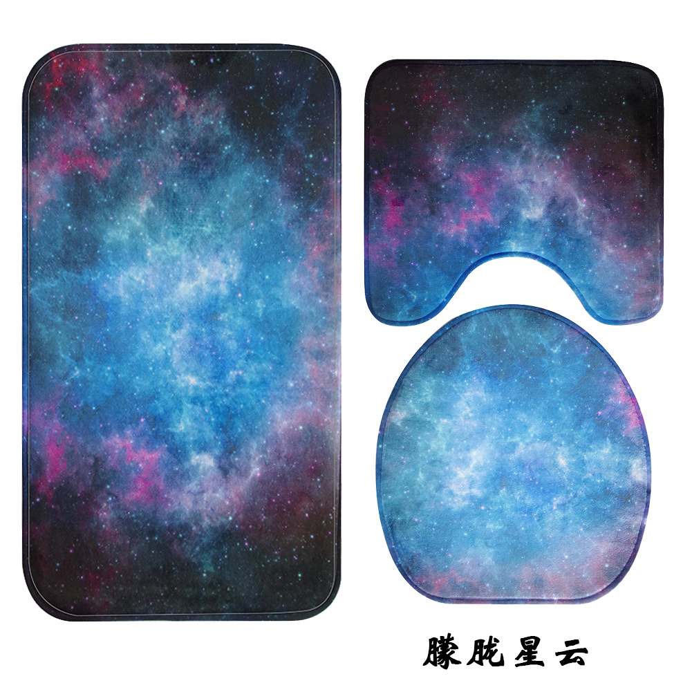 Inflatable Bag Galaxy Nebula Bathroom Three-Piece Carpet Toilet Toilet Toilet Cover O-Shaped Cushion U-Shaped Non-Slip Mat Inflatable Bag Galaxy Nebula Bathroom Three-Piece Carpet Toilet Toilet Toilet Cover O-Shaped Cushion U-Shaped Non-Slip Mat