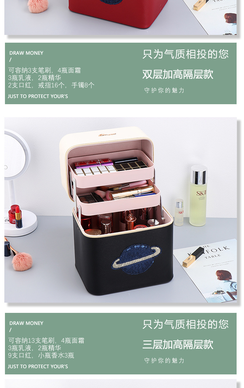 Cosmetic Bag 2020 New Super Popular Large Size Capacity Portable Storage Box Portable Handheld Fashionable Stylish Oversized Box Cosmetic Bag 2020 New Super Popular Large Size Capacity Portable Storage Box Portable Handheld Fashionable Stylish Oversized Box