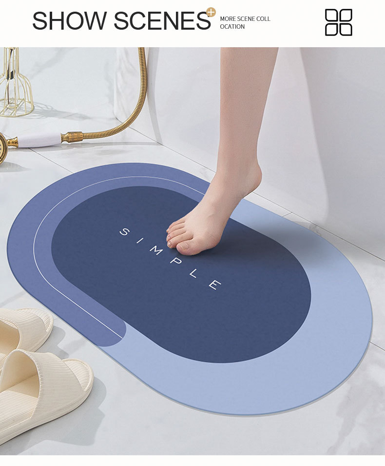 Diatom Ooze Cushion Toilet Absorbent Mat Toilet Door Non-Slip Foot Mats Quick-Drying Toilet Bathroom Mats Oval Diatom Ooze Cushion Toilet Absorbent Mat Toilet Door Non-Slip Foot Mats Quick-Drying Toilet Bathroom Mats Oval