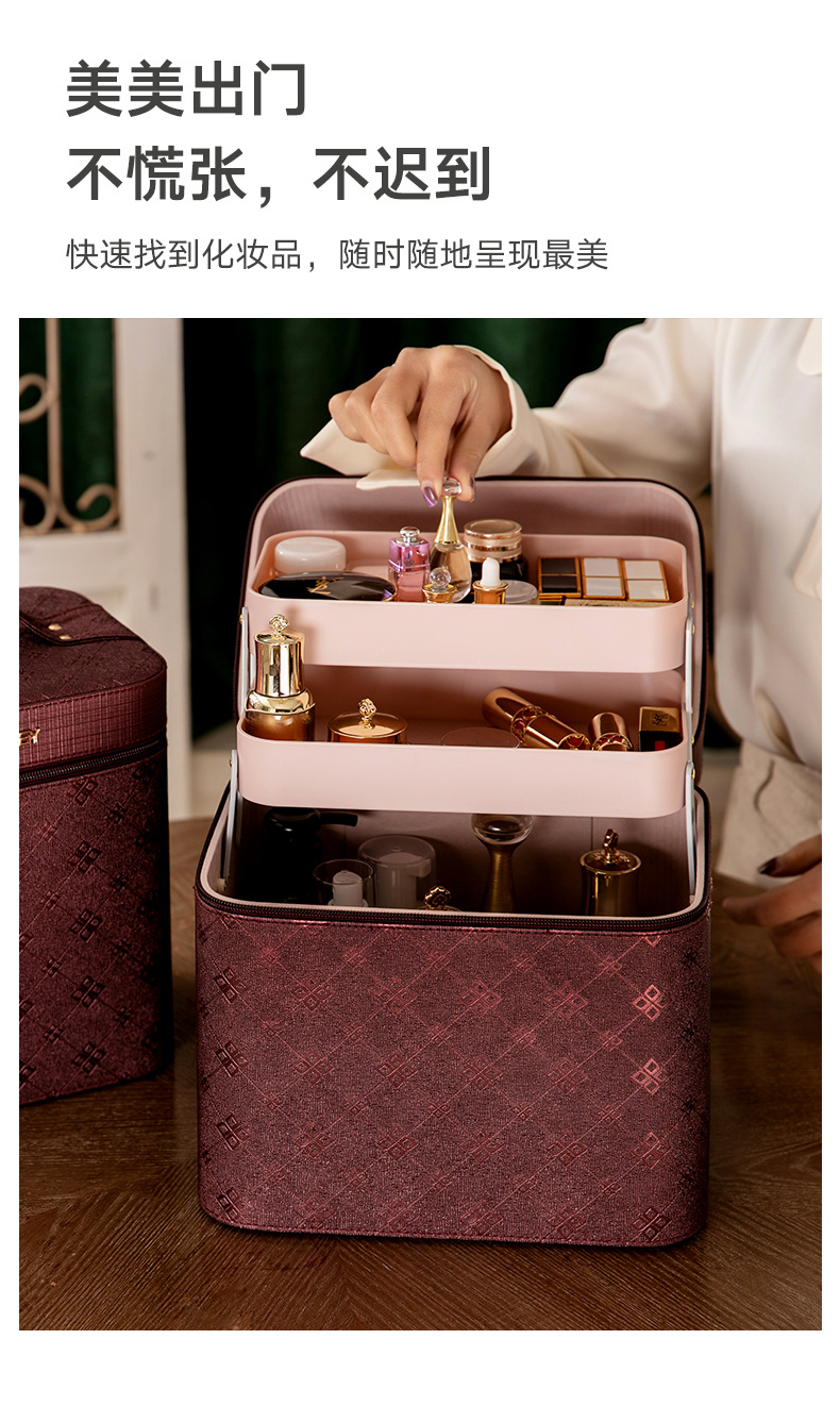 Cosmetic Case for Women 2020 New Large Capacity Multi-Functional Layer Portable Dustproof Skin Care Storage Box Cosmetic Bag Cosmetic Case for Women 2020 New Large Capacity Multi-Functional Layer Portable Dustproof Skin Care Storage Box Cosmetic Bag