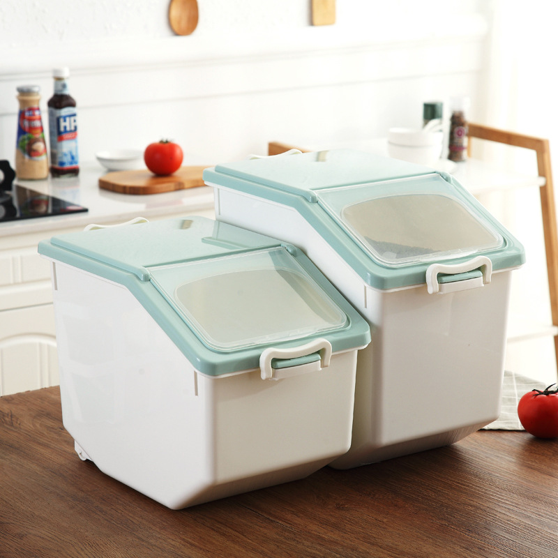 Free rice bucket Household insectproof moistureproof large flour storage box Dog food storage box 30 kg sealed rice jar