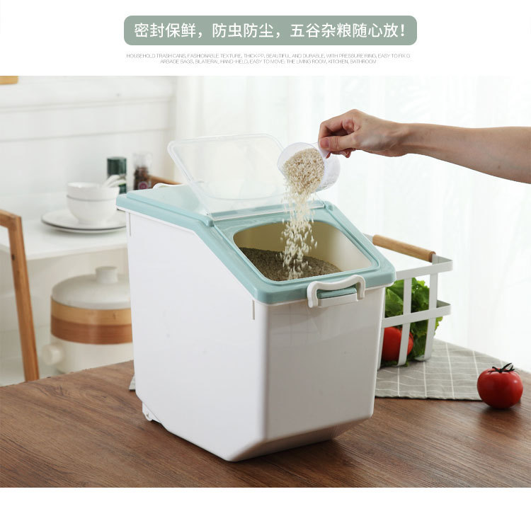 Free rice bucket Household insectproof moistureproof large flour storage box Dog food storage box 30 kg sealed rice jar Free rice bucket Household insectproof moistureproof large flour storage box Dog food storage box 30 kg sealed rice jar