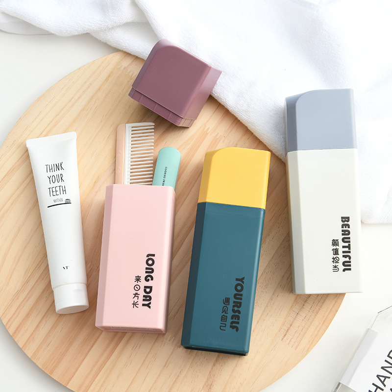 Simple travel tooth box Portable square storage box toothbrush box creative tooth box two - color, lovely of Mosaic
