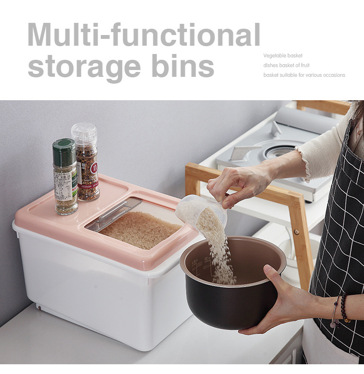 Core kitchen rice drum storage box 10KG rice cylinder flour drum 20kg insectproof moistureproof rice noodle storage box Core kitchen rice drum storage box 10KG rice cylinder flour drum 20kg insectproof moistureproof rice noodle storage box