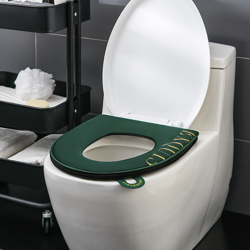 Square Toilet Mat Wholesale Toilet Seat Cover Winter with Handle Zipper Square Household Waterproof Thickened Toilet Seat Cushion