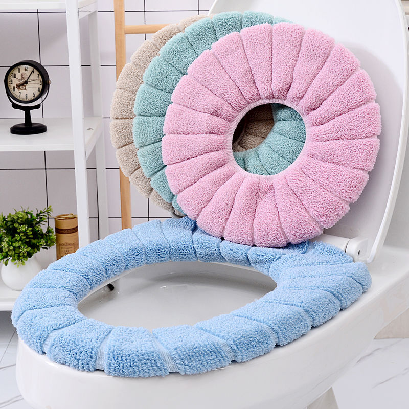 Knitted Toilet Mat Thickened Household Cushions Removable and Washable Toilet Seat Cover Toilet Cushion Toilet Lid Universal Winter Warm