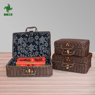 Wholesale Imitating Rattan Boxes Vintage Portable Storage Box Wedding Shooting Decorative Photo Gift Rattan Storage Box