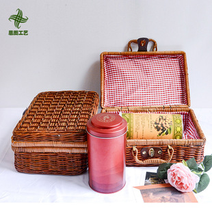 Wholesale Imitating Rattan Boxes Vintage Portable Storage Box Wedding Shooting Decorative Photo Gift Rattan Storage Box