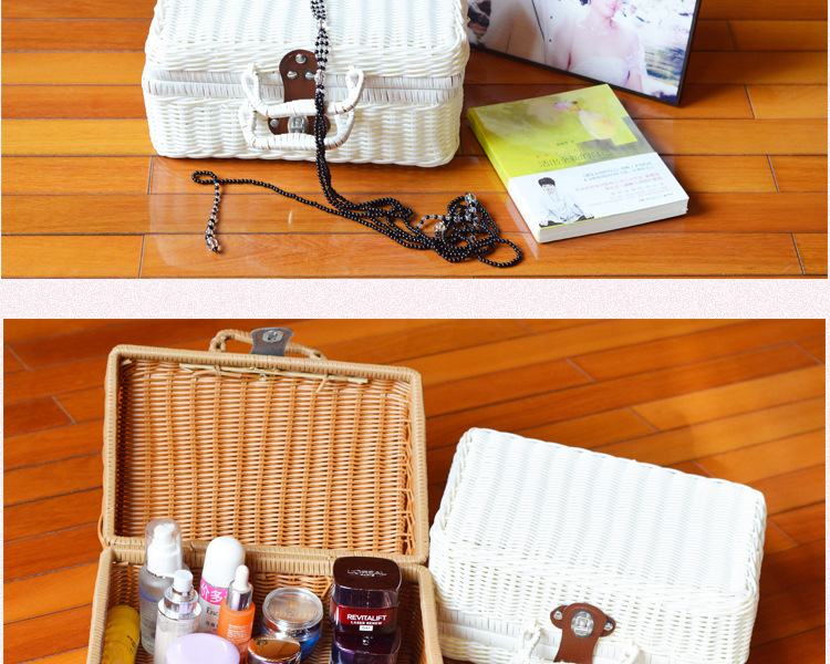 Wholesale Imitating Rattan Boxes Vintage Portable Storage Box Wedding Shooting Decorative Photo Gift Rattan Storage Box