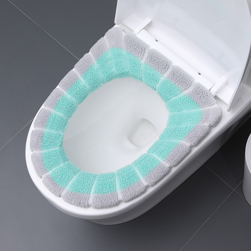 Color Matching Pumpkin Pattern Toilet Cushion Seat Cushion Universal Plush Toilet Seat Cover Autumn and Winter Warm Toilet Seat Cover Knitted Toilet Mat