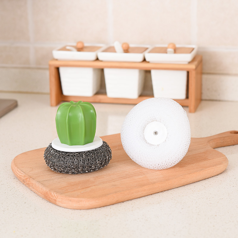 Cactus clean brush ball plant wire ball plastic brush pot ball hearth brush kitchen cleaning brush