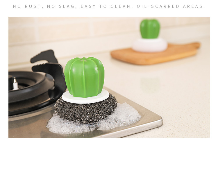 Cactus clean brush ball plant wire ball plastic brush pot ball hearth brush kitchen cleaning brush