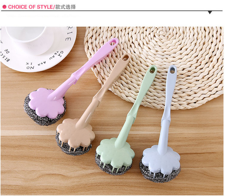 Wire ball brush with handle wash the dishes wash the pan clean brush kitchen plum blossom pan brush clean the ball Wire ball brush with handle wash the dishes wash the pan clean brush kitchen plum blossom pan brush clean the ball