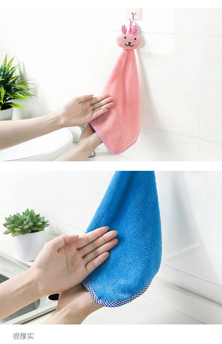 Cute Rabbit Small Square Towel Kitchen Bathroom Hanging Hand Towel Coral Velvet Hand Towel Dishcloth Cute Rabbit Small Square Towel Kitchen Bathroom Hanging Hand Towel Coral Velvet Hand Towel Dishcloth