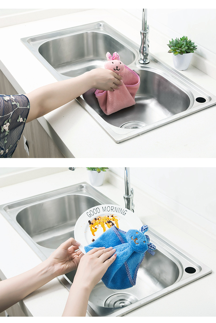 Cute Rabbit Small Square Towel Kitchen Bathroom Hanging Hand Towel Coral Velvet Hand Towel Dishcloth Cute Rabbit Small Square Towel Kitchen Bathroom Hanging Hand Towel Coral Velvet Hand Towel Dishcloth