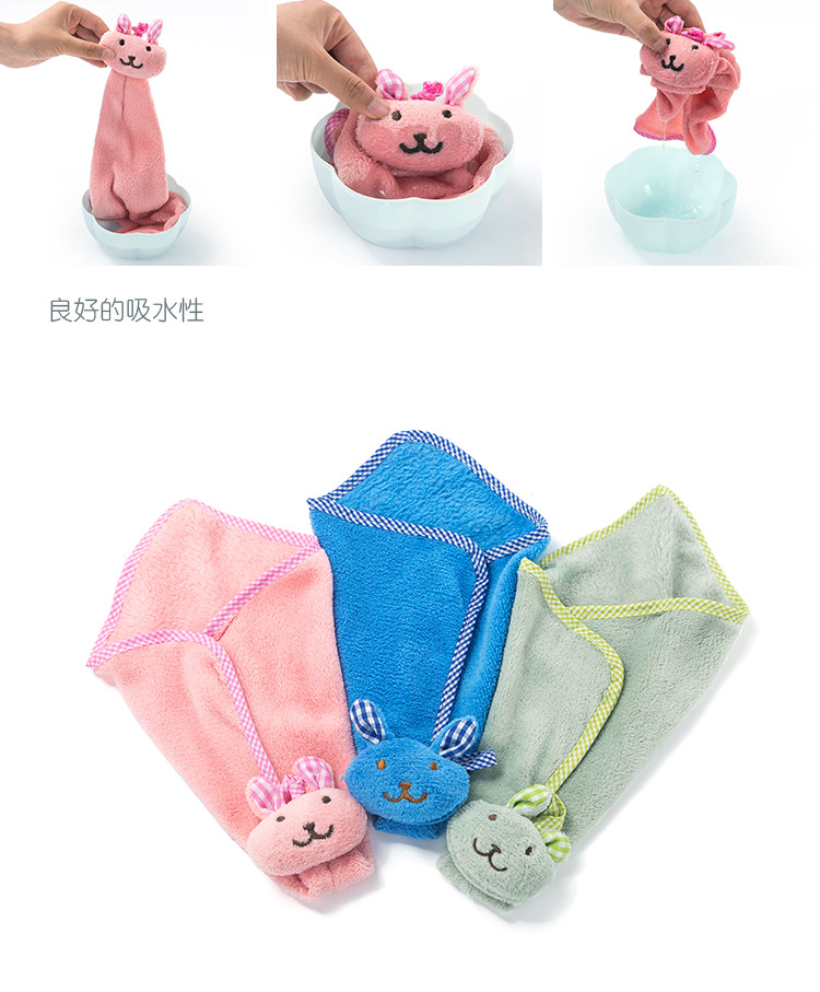 Cute Rabbit Small Square Towel Kitchen Bathroom Hanging Hand Towel Coral Velvet Hand Towel Dishcloth Cute Rabbit Small Square Towel Kitchen Bathroom Hanging Hand Towel Coral Velvet Hand Towel Dishcloth
