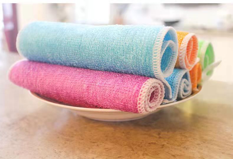 Bamboo Fiber Dishcloth Oil-Free Rag Absorbent Lint-Free Dish Towel Thickened Kitchen Special Scouring Pad Double Layer Bamboo Fiber Dishcloth Oil-Free Rag Absorbent Lint-Free Dish Towel Thickened Kitchen Special Scouring Pad Double Layer