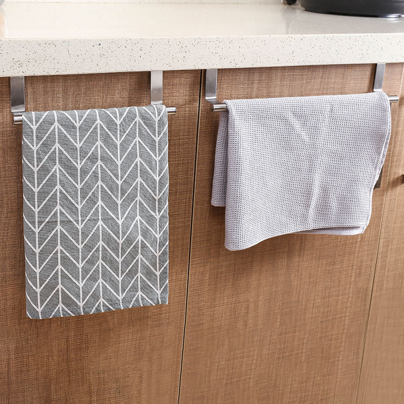 Factory in Stock Stainless Steel Single-Rod Towel Rack Kitchen Non-Perforated Towel Hanging Rod Cabinet Door Back Rag Rack