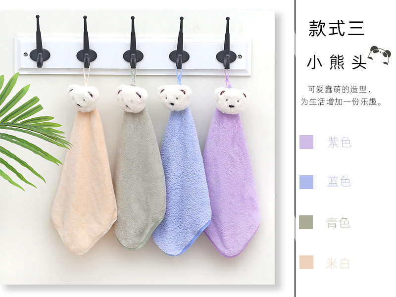 Towel Kitchen Hanging Coral Fleece Hand Towel Cartoon Animal Head Towel Cute Thickening Rag Towel Kitchen Hanging Coral Fleece Hand Towel Cartoon Animal Head Towel Cute Thickening Rag