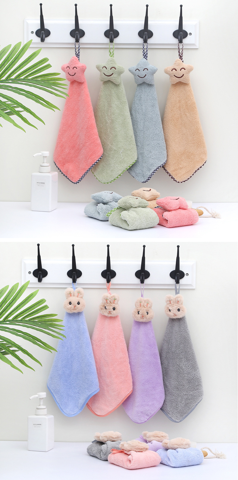 Towel Kitchen Hanging Coral Fleece Hand Towel Cartoon Animal Head Towel Cute Thickening Rag Towel Kitchen Hanging Coral Fleece Hand Towel Cartoon Animal Head Towel Cute Thickening Rag