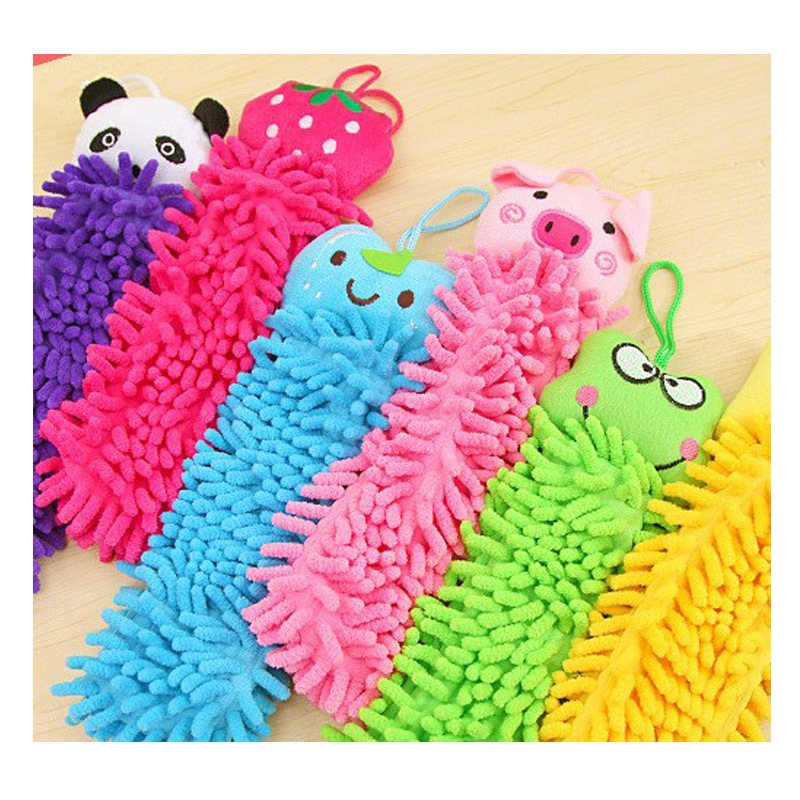 Caterpillar Hanging Cleaning Cloth Soft Fur Hand Washing Towel Hanging Cute Bathroom Kitchen Towel Hanging Wholesale