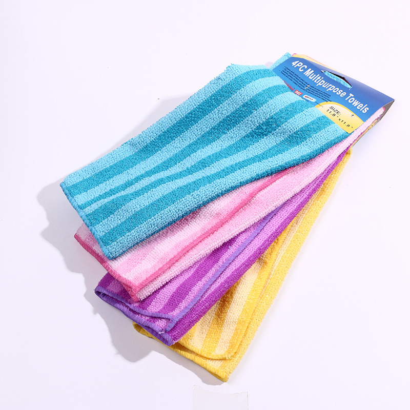 Kitchen towel baijie cloth striped dishcloth dishcloth oil removal and decontamination fiber dishcloth yiwu hundred wholesale