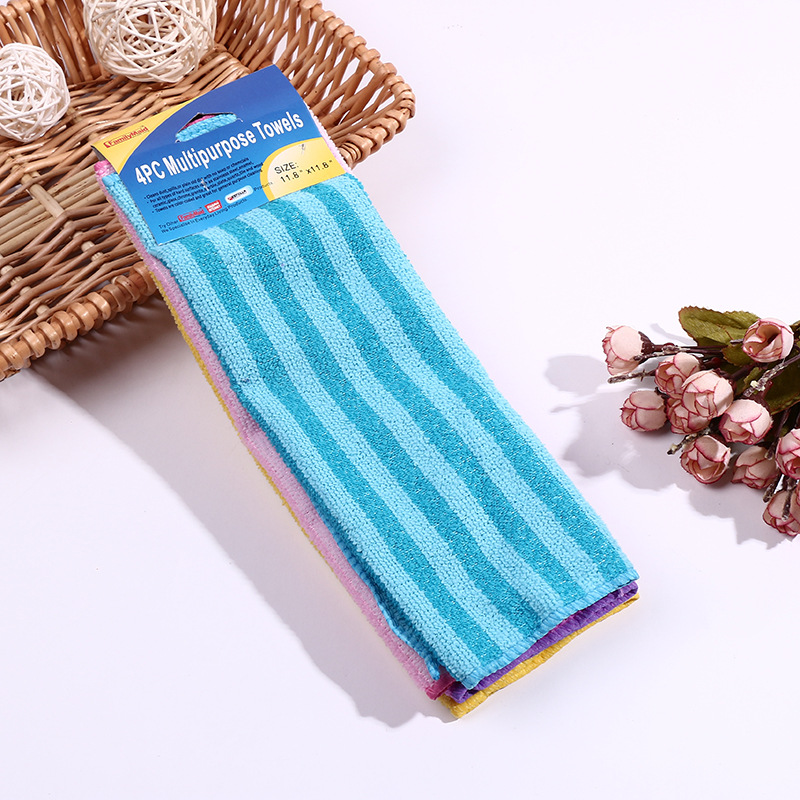 Kitchen towel baijie cloth striped dishcloth dishcloth oil removal and decontamination fiber dishcloth yiwu hundred wholesale