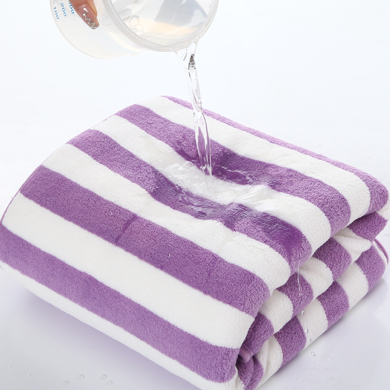Warp Knitted Coral Fleece Thickened Color Stripes Towel Absorbent Not Easy to Lint Bath Towel Supermarket Gift Face Towel Stall Household Kitchen Towel