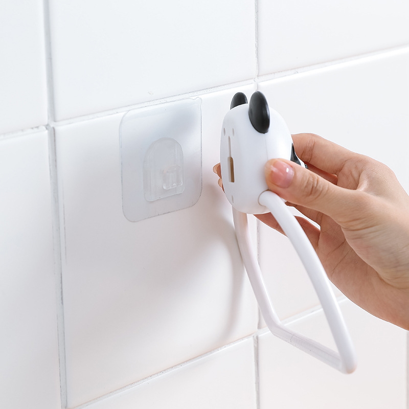 Punch-Free Kitchen Cute Cartoon Towel Rod Bathroom Towel Bar Traceless Glue Towel Rack