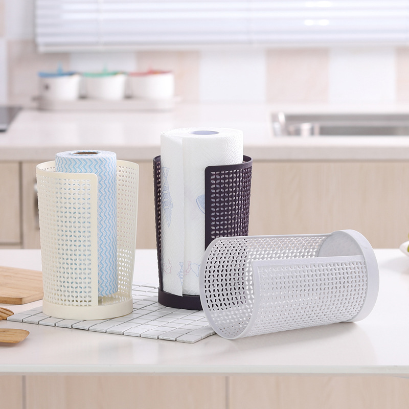 Wholesale Kitchen Towel Rack Plastic Oil-Absorbing Roll Paper Base Creative Punch-Free Paper Vertical Oil-Absorbing Sheets Rack