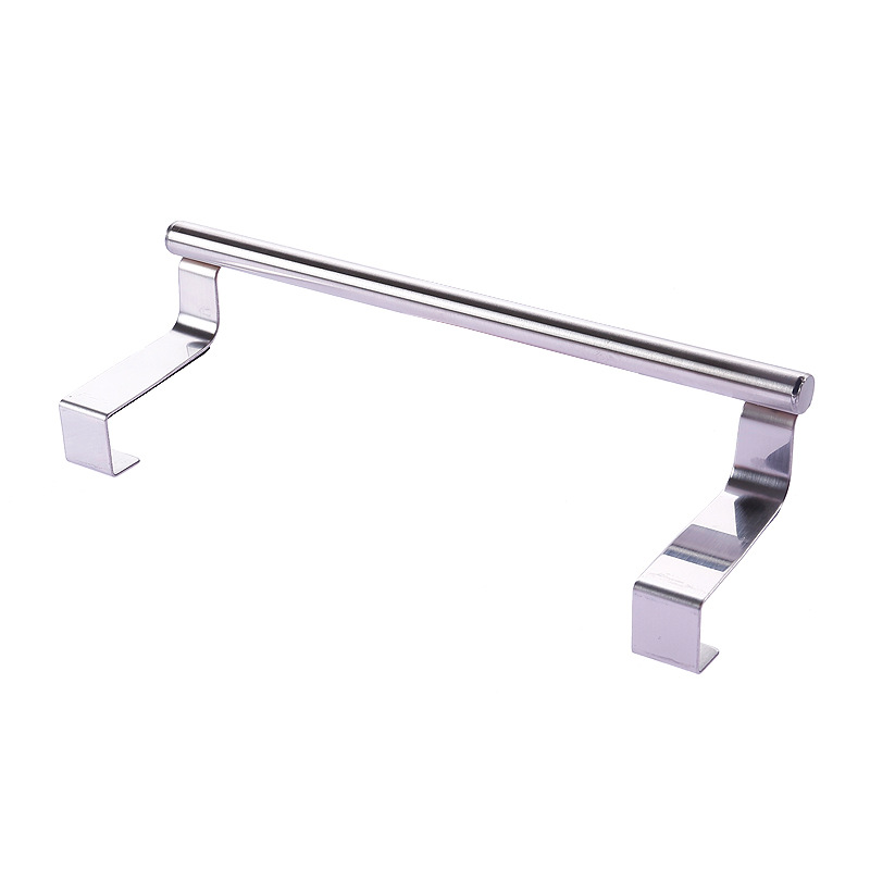 Kitchen Stainless Steel Single-Rod Towel Rack Cabinet Door Back Rag Rack Bathroom Punch-Free Towel Rod Rack
