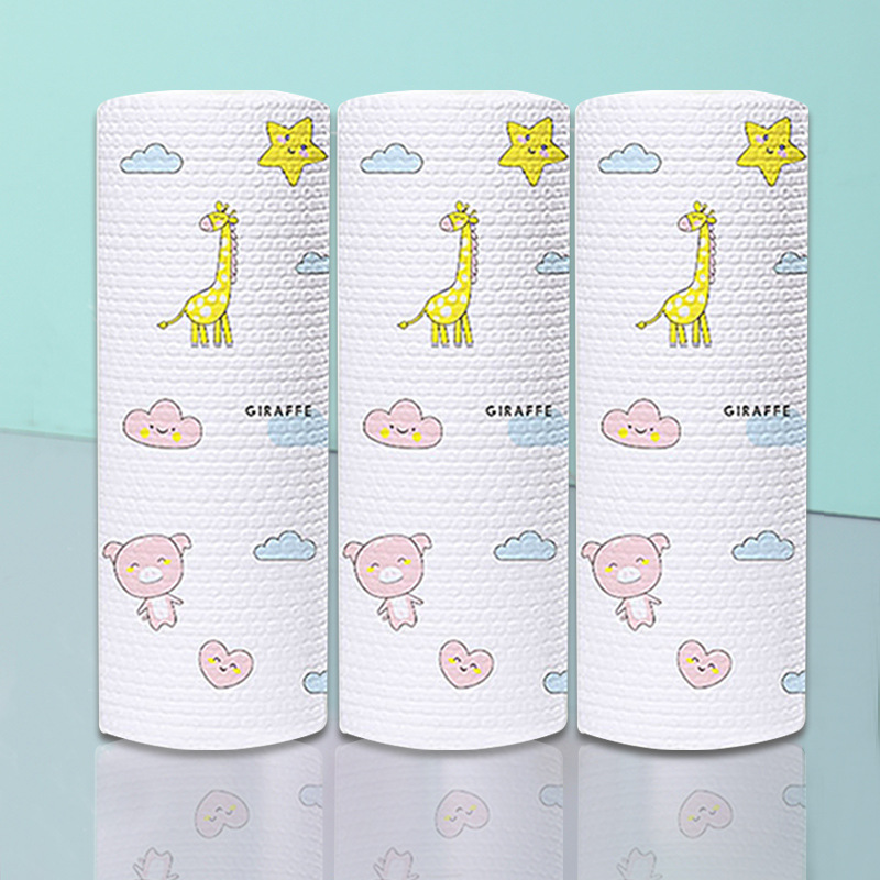 Washable Lazy Rag Disposable Dishcloth Wet and Dry Kitchen Supplies Non-Woven Paper Printing Dish Towel