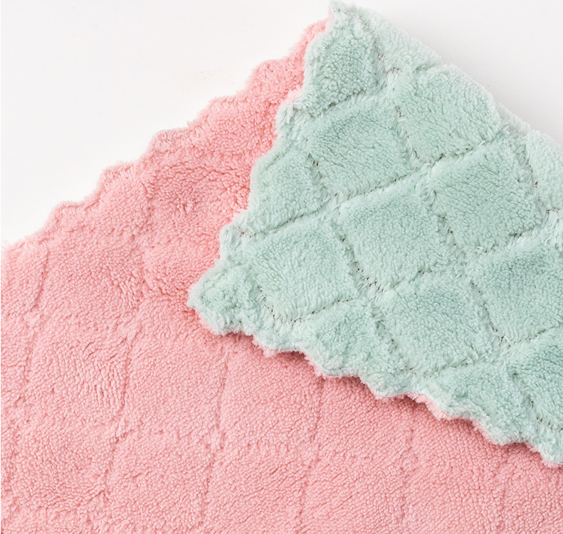 Double Color Absorbent Cloth Dish Towel Cleaning Bowl Scouring Pad Kitchen Oilproof Dishcloth Double Layer Thickened Cleaning Towel