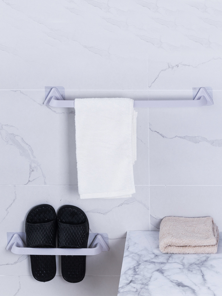Creative Wall-Mounted Bathroom Stairs Slipper Rack Punch-Free Couple Children Towel Rack Multifunctional Kitchen Lid Rack