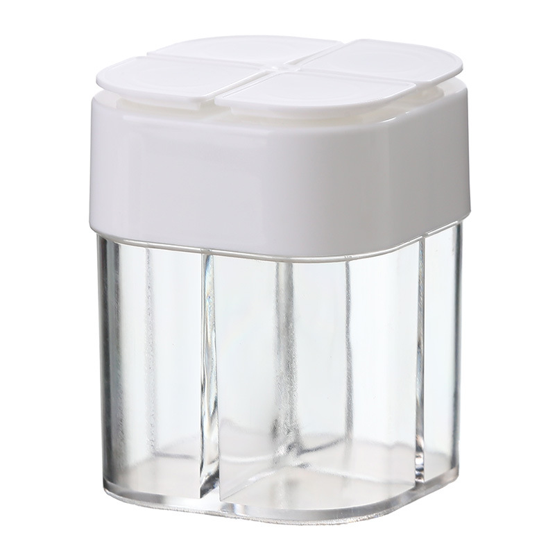 Four-in-One Flip Seasoning Jar Portable Outdoor BBQ Seasoning Bottle Four-Compartment Non-Odor Transparent Condiment Dispenser