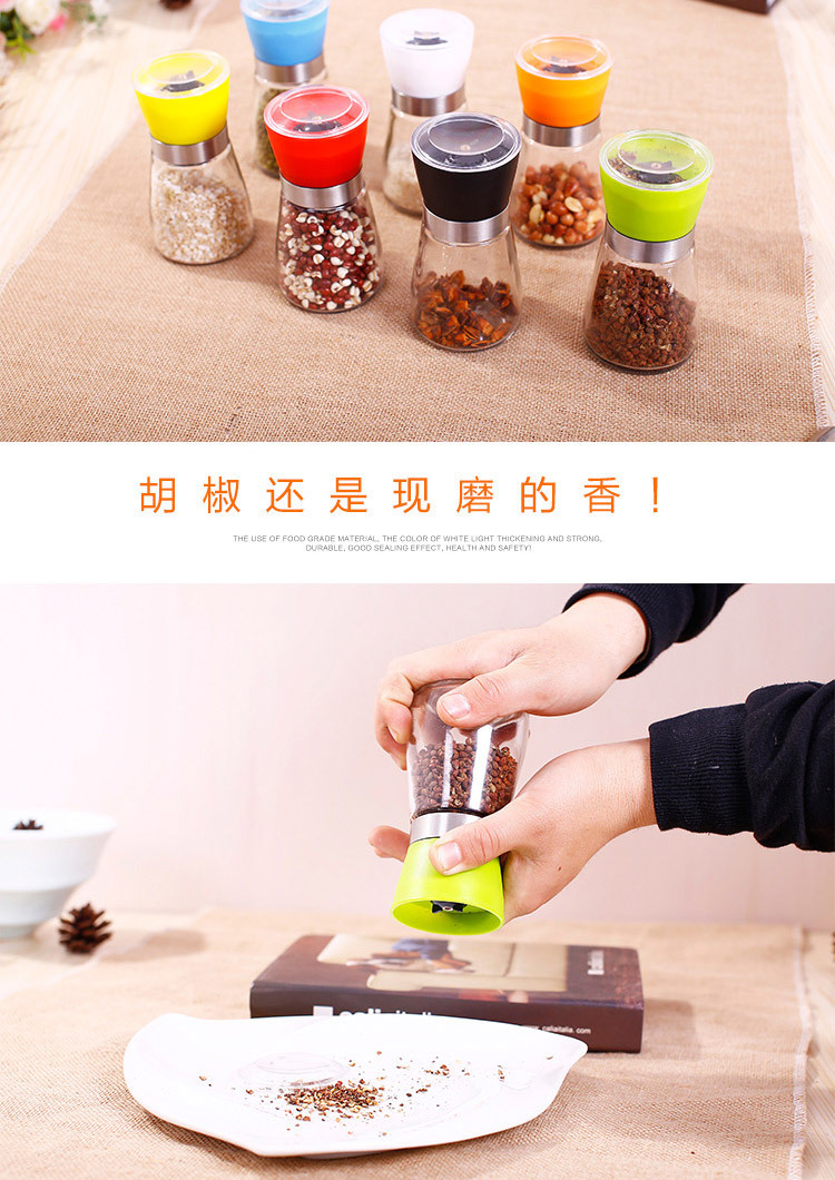 Cross-Border Black and White Pepper Grinder Manual Grinding Bottle Seasoning Bottle Glass Sea Salt Pepper Spice Jar Kitchen Supplies Cross-Border Black and White Pepper Grinder Manual Grinding Bottle Seasoning Bottle Glass Sea Salt Pepper Spice Jar Kitchen Supplies