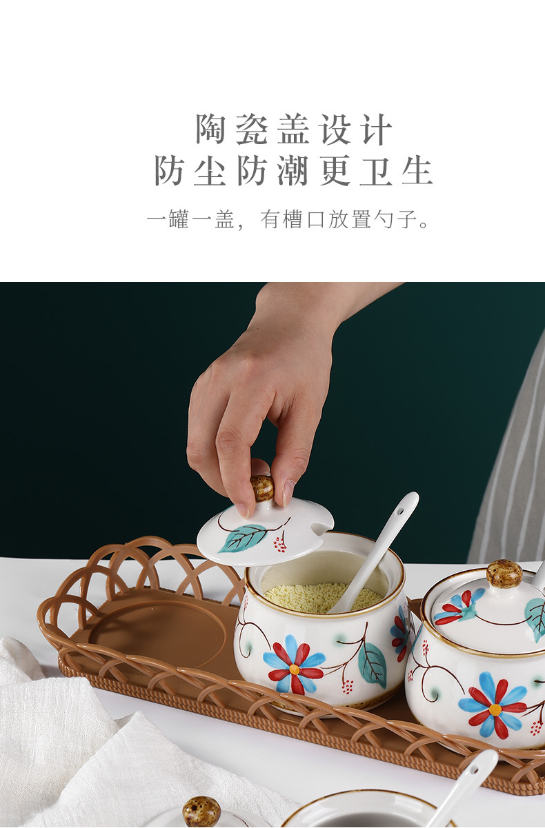 Japanese Pastoral Style Ceramic Seasoning Jar Seasoning Bottle Salt Jar Sugar/MSG Condiment Dispenser Home Use Set Combination Wholesale Japanese Pastoral Style Ceramic Seasoning Jar Seasoning Bottle Salt Jar Sugar/MSG Condiment Dispenser Home Use Set Combination Wholesale