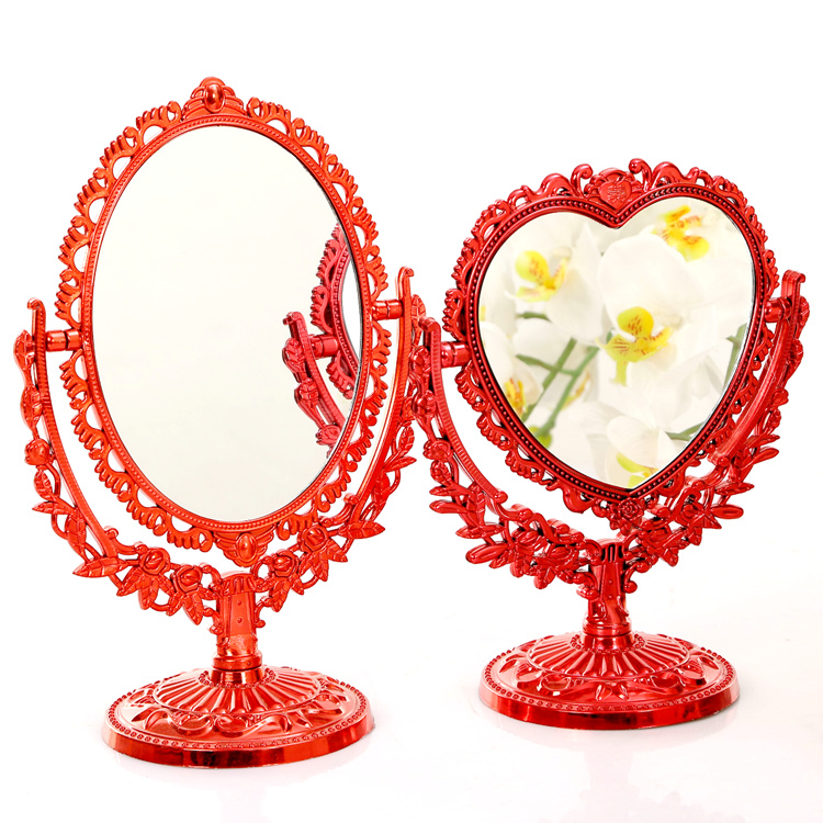 Wedding supplies mirror Trousseau High-end Red Mirror Desktop Festive dressing mirror