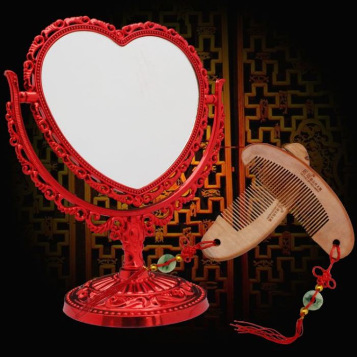 Wedding supplies mirror Trousseau High-end Red Mirror Desktop Festive dressing mirror Wedding supplies mirror Trousseau High-end Red Mirror Desktop Festive dressing mirror
