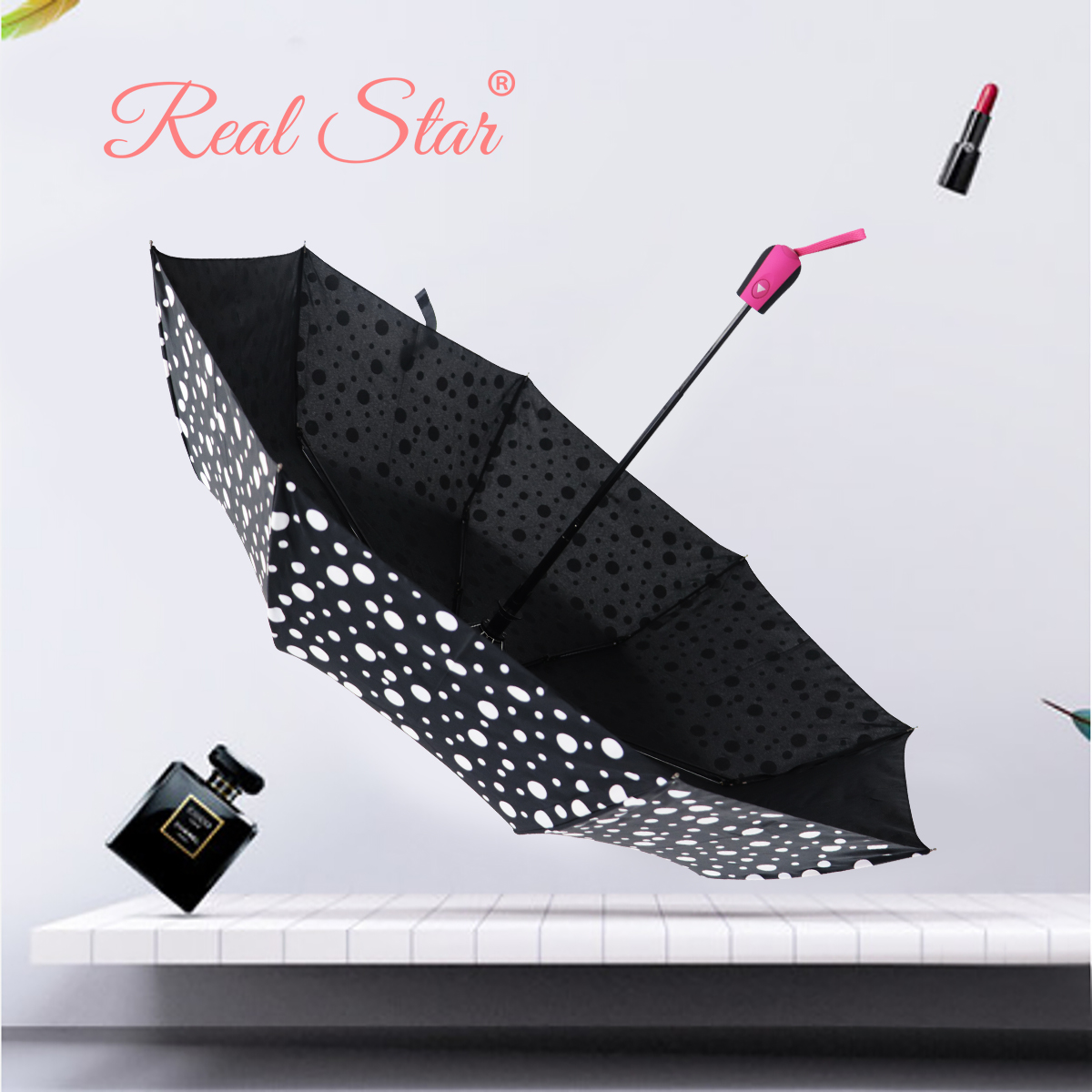 Discoloration in the case of water umbrella circle, anti - wind 3 fold umbrella automatically open umbrella wholesale