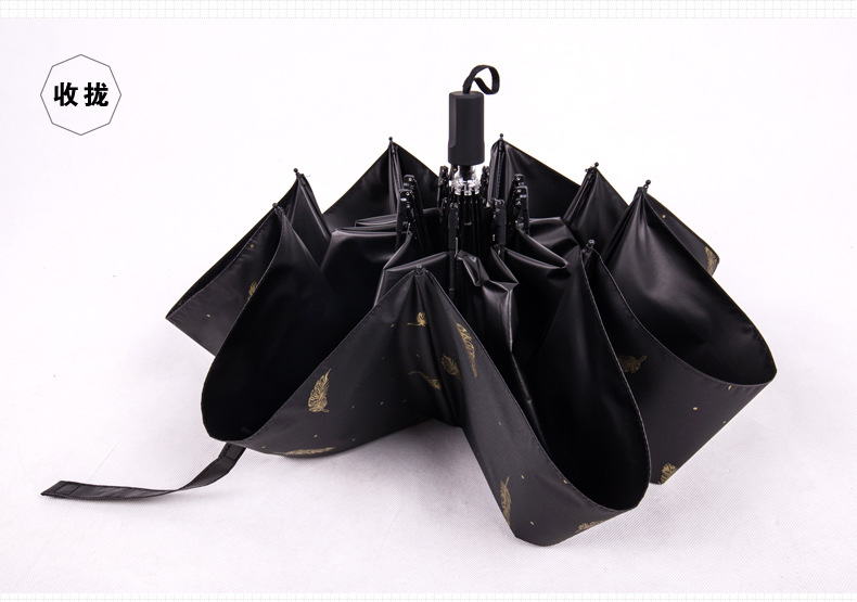 Bronzed feather umbrella for men and women stylish sun block umbrellas triple a fold manually folded vinyl umbrellas Bronzed feather umbrella for men and women stylish sun block umbrellas triple a fold manually folded vinyl umbrellas